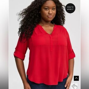 Torrid Harper Blouse NWT Size 4 Red